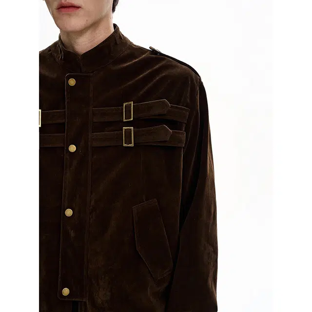 艾梵斯贝 美式复古潮流麂皮绒老钱风小众设计款无性别日常通勤宽松休闲时尚高级感个性街头潮酷情侣款夹克 男女同款