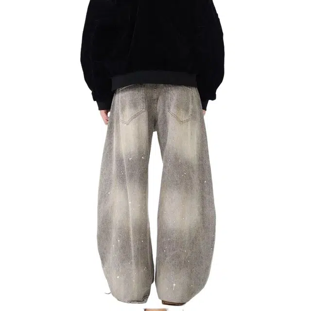 艾梵斯贝 美式复古潮流水洗灰做旧小众设计款无性别日常通勤百搭高级感宽松休闲高街风潮酷个性街头街舞弯刀牛仔裤 男女同款