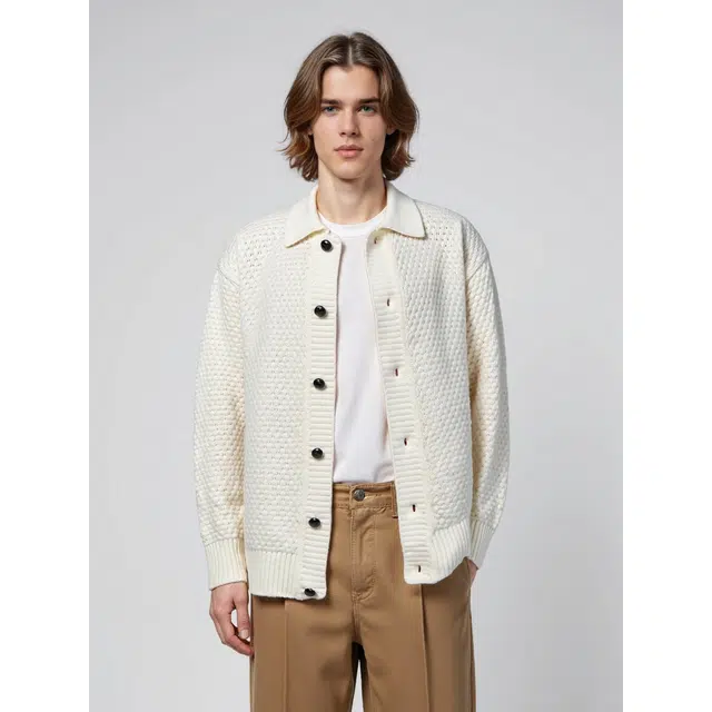 艾梵斯贝 美式复古潮流英伦风简约设计感日常通勤百搭高级感高端轻奢宽松休闲商务法式慵懒风开衫毛衣 男款