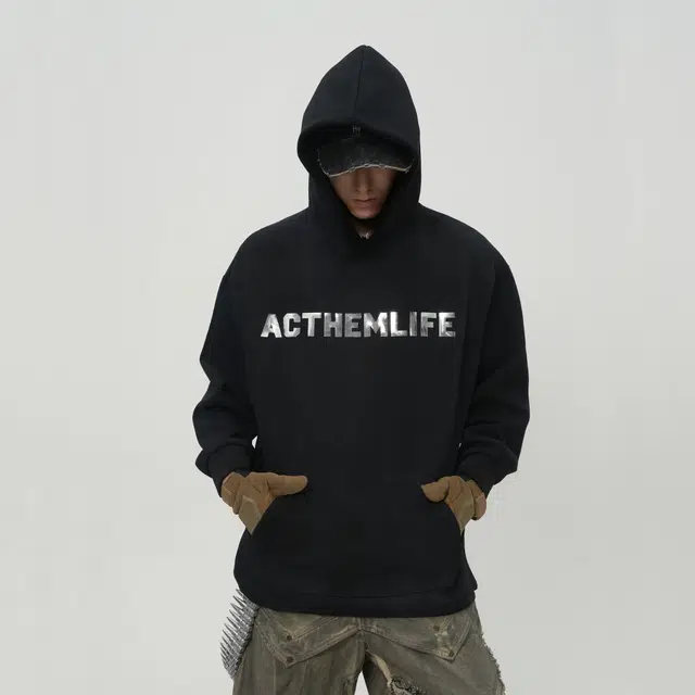 艾梵斯贝 美式复古潮流小众设计款水洗做旧烫图下摆抽绳无性别日常通勤百搭宽松休闲时尚潮酷高街风情侣款个性连帽卫衣 男女同款