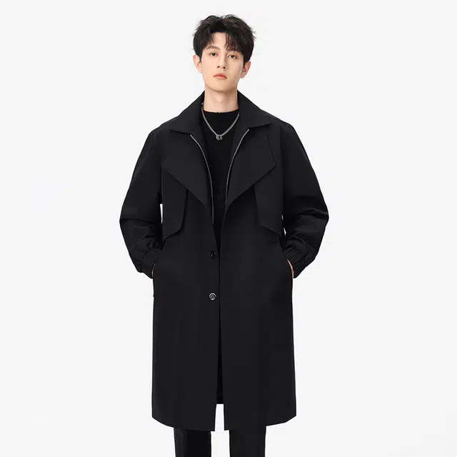 艾梵斯贝 高品质轻奢英伦风双层领假两件层次感高级感潮牌日常通勤百搭宽松休闲时尚商务气质绅士外套中长款情侣款大衣 男女同款