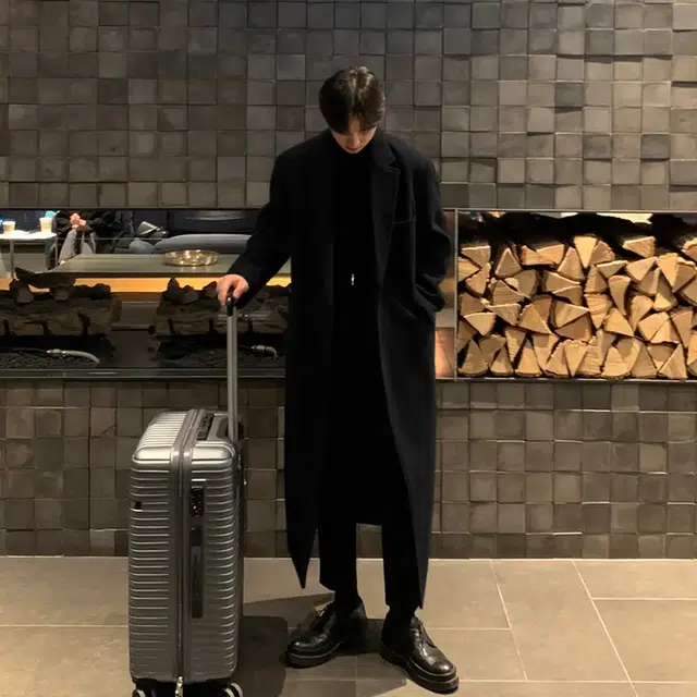 艾梵斯贝 长款毛呢韩版加厚高级感羊绒呢子过膝外套潮牌日常通勤百搭宽松休闲商务轻奢情侣款大衣 男女同款