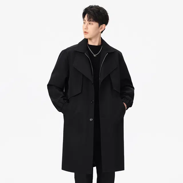 艾梵斯贝 高品质轻奢英伦风双层领假两件层次感高级感潮牌日常通勤百搭宽松休闲时尚商务气质绅士外套中长款情侣款大衣 男女同款