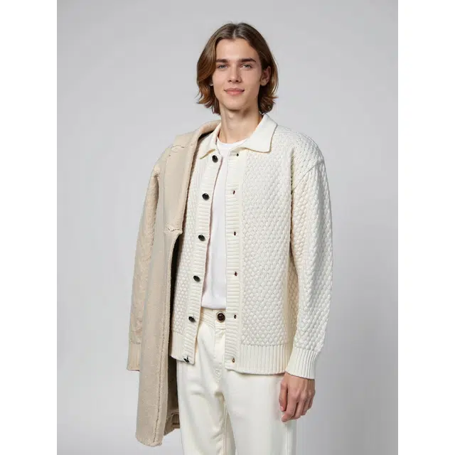 艾梵斯贝 美式复古潮流英伦风简约设计感日常通勤百搭高级感高端轻奢宽松休闲商务法式慵懒风开衫毛衣 男款