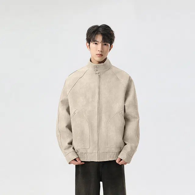 艾梵斯贝 美式复古潮流仿麂皮翻领小众设计感日常通勤百搭高级感潮酷宽松休闲时尚高街风痞帅气质夹克 男款
