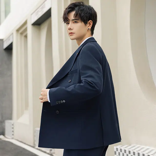 艾梵斯贝 轻奢高品质平驳领胸针点缀干练职业正装通勤风气质款商务大气休闲时尚高级感西服西装套装 男款