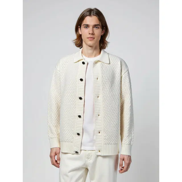 艾梵斯贝 美式复古潮流英伦风简约设计感日常通勤百搭高级感高端轻奢宽松休闲商务法式慵懒风开衫毛衣 男款