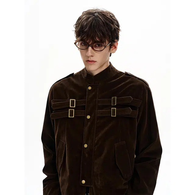 艾梵斯贝 美式复古潮流麂皮绒老钱风小众设计款无性别日常通勤宽松休闲时尚高级感个性街头潮酷情侣款夹克 男女同款