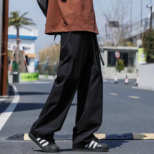 微牛 冰爽透气薄款潮牌直筒宽松男士冰丝阔腿直筒裤男休闲裤 男女同款