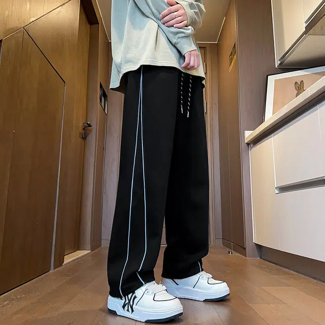 微牛 韩版男士潮流时尚百搭运动裤宽松直筒休闲裤 男款