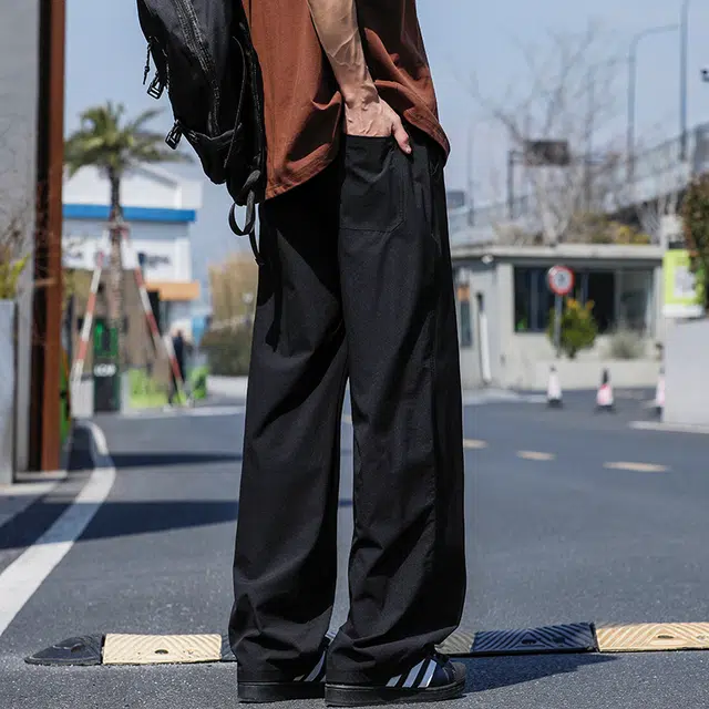 微牛 冰爽透气薄款潮牌直筒宽松男士冰丝阔腿直筒裤男休闲裤 男女同款