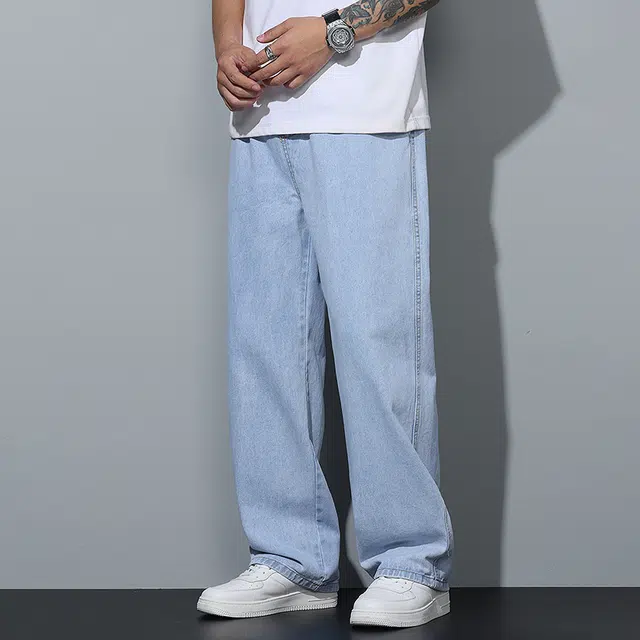 微牛 直筒阔腿裤男痞帅高级感美式复古裤子水洗牛仔裤 男款