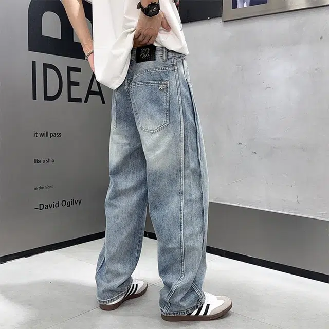 微牛 春夏季高端百搭宽松百搭潮牌休闲长裤牛仔裤 男款