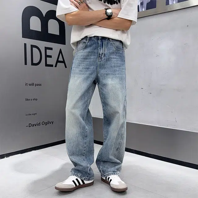 微牛 宽松百搭潮牌休闲长裤牛仔裤 男款