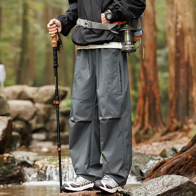 微牛 山系户外美式潮流大码裤子潮牌休闲宽松百搭时尚伞兵裤阔腿裤工装裤 男款