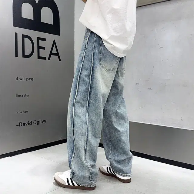 微牛 春夏季高端宽松百搭潮牌休闲长裤牛仔裤 男款