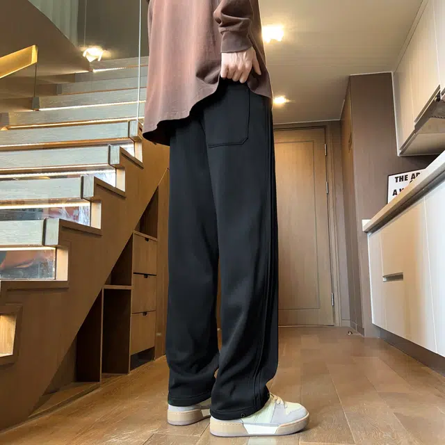 微牛 美式高街潮流垂感直筒长裤时尚百搭拖地裤子男平脚阔腿裤休闲裤 男款