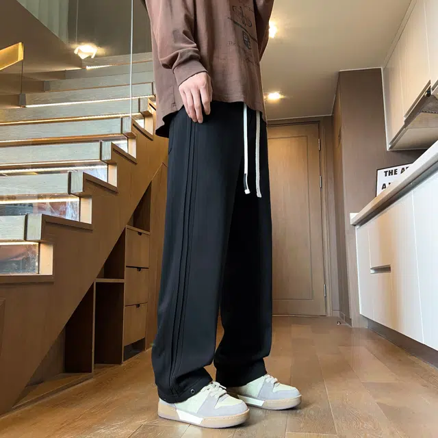 微牛 美式高街潮流垂感直筒长裤时尚百搭拖地裤子男平脚阔腿裤休闲裤 男款