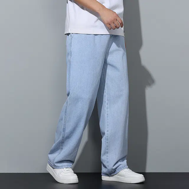 微牛 直筒阔腿裤男痞帅高级感美式复古裤子水洗牛仔裤 男款