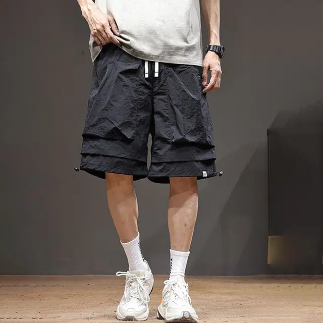 微牛 美式机能山系户外冰丝工装五分裤夏季百科潮牌宽松速干运动阔腿休闲短裤 男款