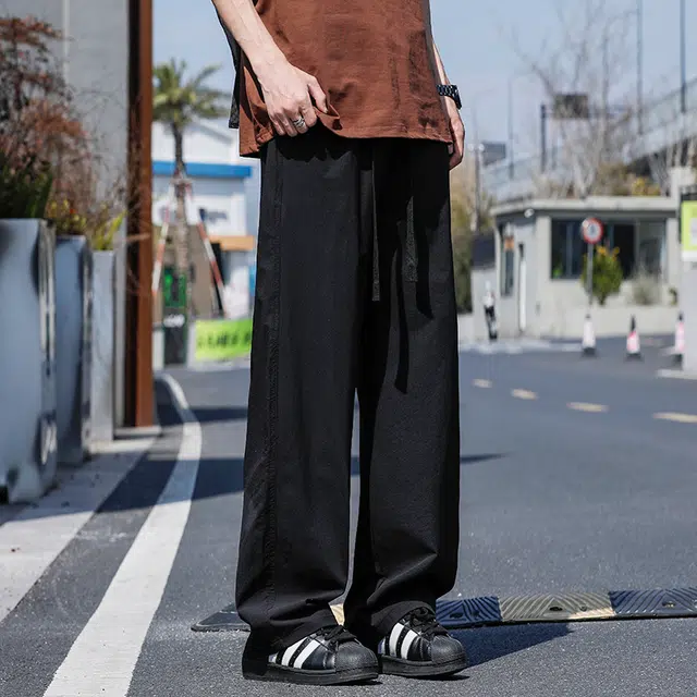 微牛 冰爽透气薄款潮牌直筒宽松男士冰丝阔腿直筒裤男休闲裤 男女同款