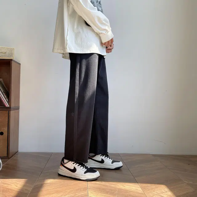 微牛 学院风校园潮流宽松直筒休闲裤毛边九分裤潮牌高街裤子男士男生牛仔裤 男款