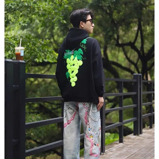 桴生 美式刺绣复古嘻哈风秋季宽松穿搭卫衣 女款