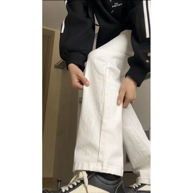 沐诚阳译 美式高街复古风纯色百搭做旧休闲长裤牛仔裤 男女同款