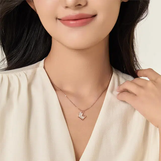 阿葱饰品 可爱萌宠小猫咪 浪漫梦幻独特设计轻奢简约百搭锁骨精致气质高级感 甜美温柔小巧颈链恋爱告白女朋友纪念日 合金 项链 女款