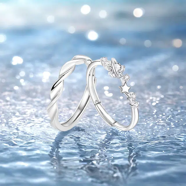 【恋爱约定|S999银】中国 银世城 爱恋星球对戒 开口可调节精致浪漫日常百搭 高级感清纯女大#好运 足银 戒指 男女同款情侣款 礼遇礼盒