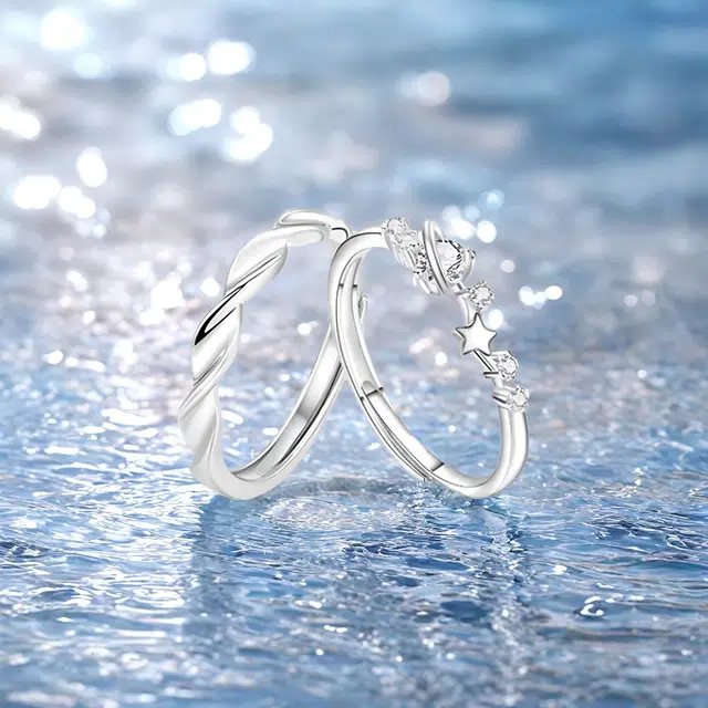 【恋爱约定|S999银】中国 银世城 爱恋星球对戒 开口可调节精致浪漫日常百搭 高级感清纯女大#好运 足银 戒指 男女同款情侣款 礼遇礼盒