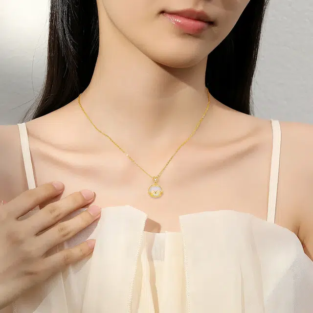 【高品质高透IS999银】中国 银世城 祥云平安如意转运小众设计感精致高级感 国潮新中式不过敏 玉髓 项链 男女同款情侣款