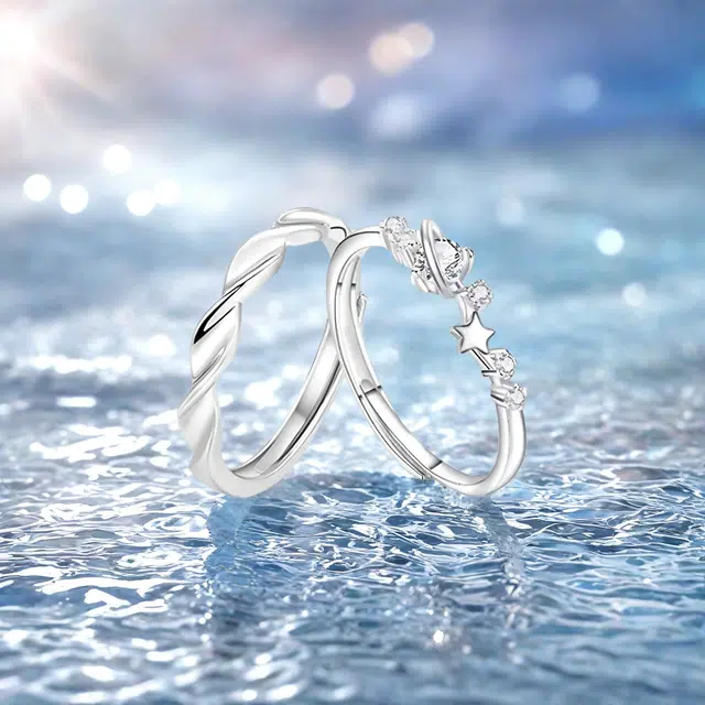 【恋爱约定|S999银】中国 银世城 爱恋星球对戒 开口可调节精致浪漫日常百搭 高级感清纯女大#好运 足银 戒指 男女同款情侣款 礼遇礼盒