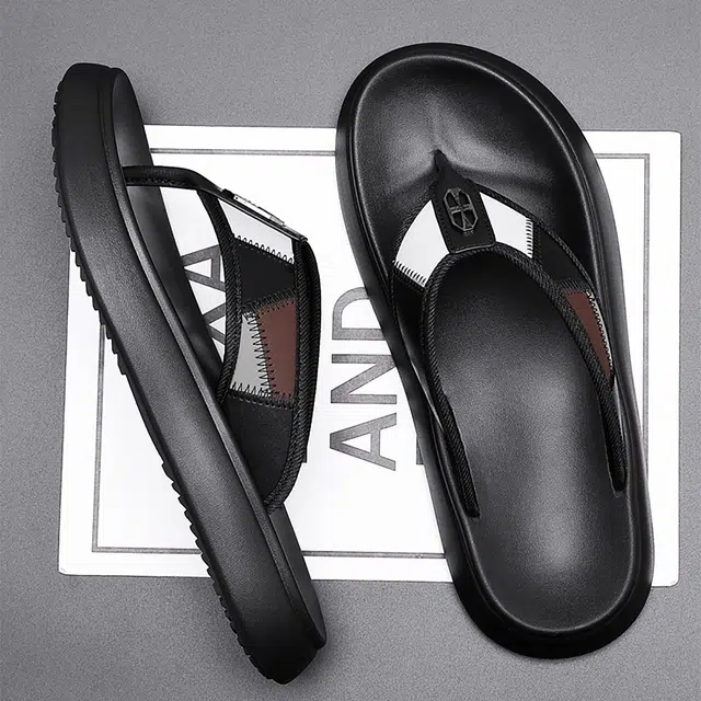 佐塞斯 舒适百搭 简约时尚人字拖鞋 男款 黑色