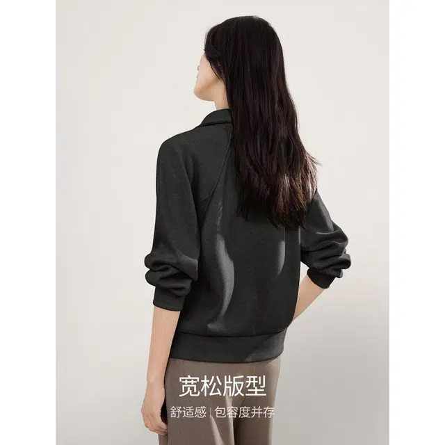 佐塞斯 高端品质立领时髦复古美式简约百搭秋季宽松显瘦时尚休闲运动上衣卫衣 女款