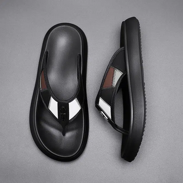 佐塞斯 舒适百搭 简约时尚人字拖鞋 男款 黑色