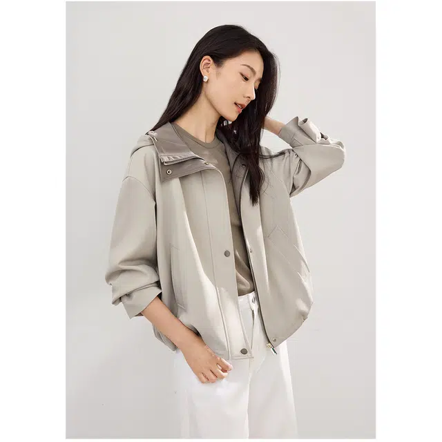 佐塞斯 优雅简约休闲气质巨好看的外套女秋季时尚百搭短款工装上衣风衣 女款