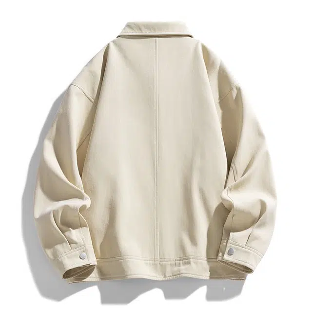 太子龍 潮流舒适街头风青少年纯色翻领纯棉水洗百搭时尚简约夹克外套 男款