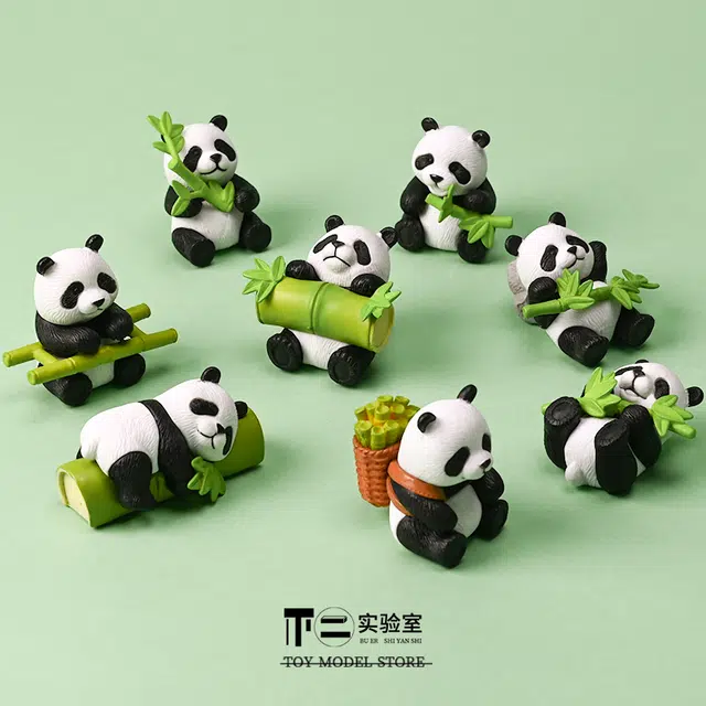 西瓜藤 迷你仿真可爱竹子熊猫动物 景品