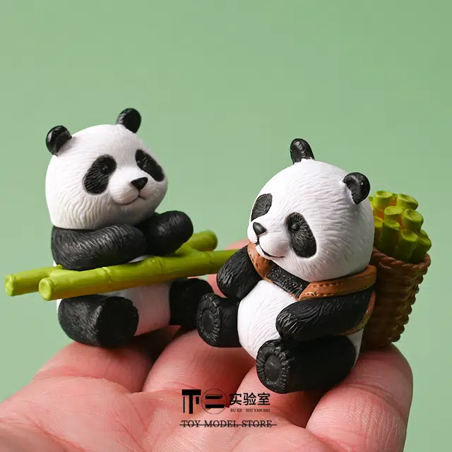 西瓜藤 迷你仿真可爱竹子熊猫动物 景品