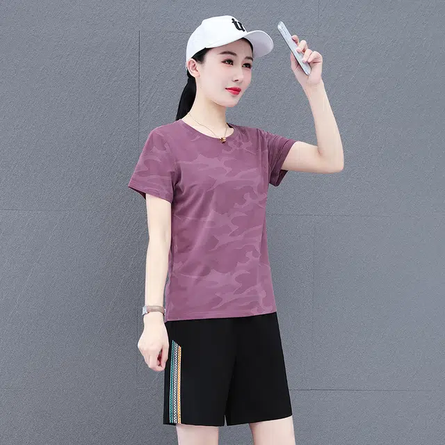 新世家族 气质时尚百搭透气简约短袖短裤休闲套装 女款
