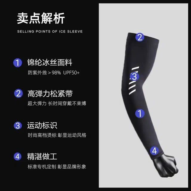 图涂丫 冰袖防紫外线袖套薄款透气骑行开车电车护手臂袖套 腈纶 防晒袖 男女同款情侣款