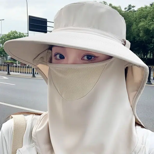 图涂丫 透气遮脸护颈一体防紫外线户外遮阳 涤纶 防晒帽 男女同款情侣款