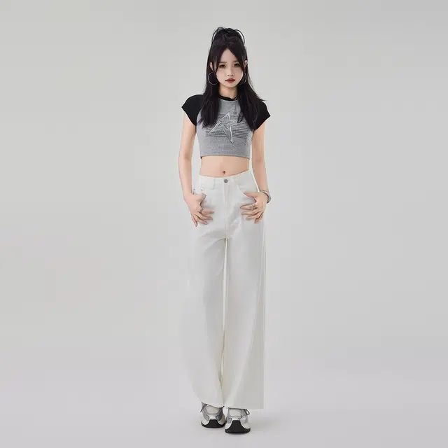 艾格 夏季薄款宽松垂感直筒裤子莱赛尔天丝阔腿牛仔裤 女款