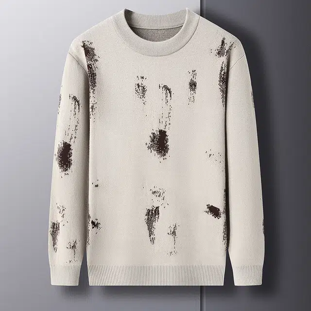 卡丹狄诺 秋冬圆领打底衫男保暖轻奢图案舒适透气男亲肤纯色通勤休闲针织衫 男款