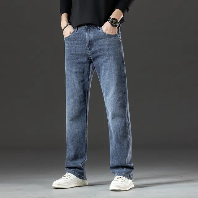 卡丹狄诺 重工水洗棉秋冬季厚款保暖舒适百搭耐磨耐穿轻商务休闲宽松弹力长裤男裤子男牛仔裤 男款