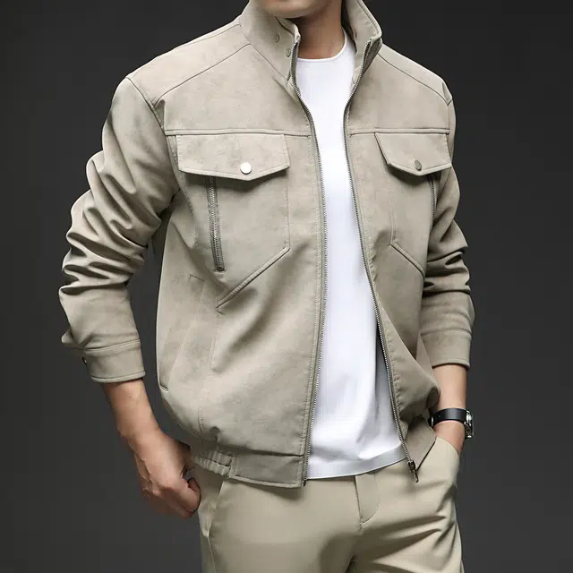 卡丹狄诺 美式潮流复古机车时尚外套男秋冬季高街防风保暖舒适立领户外休闲挺阔皮衣夹克 男款