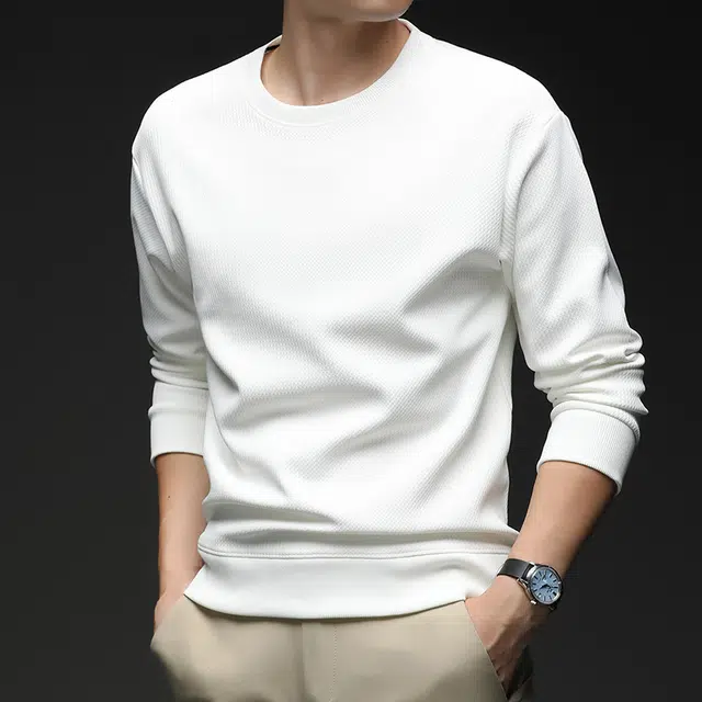 卡丹狄诺 菱心条设计秋季长袖圆领质感舒适柔软细腻秋冬基础款打底衫男卫衣 男女同款