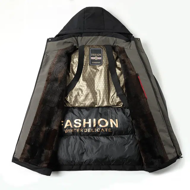 卡丹狄诺 冬季中年男加绒加厚棉衣商务休闲黑金棉服 男款