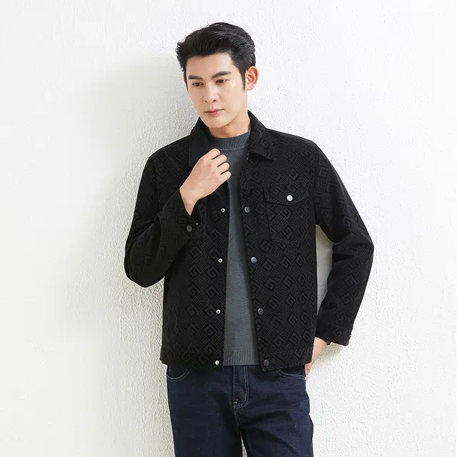 卡丹狄诺 经典翻领皮夹克男秋冬轻商务立体剪裁宽松休闲单排扣铆钉美式复古工装高街外套高级感行政皮衣 男款